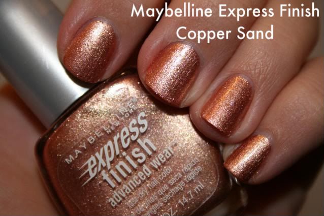 Maybelline,shimmer,orange,copper,labeled swatch,hand