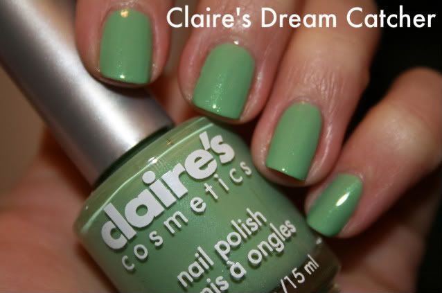 Claire's,Dream Catcher,mint,shimmer,dupe,hand,labeled swatch