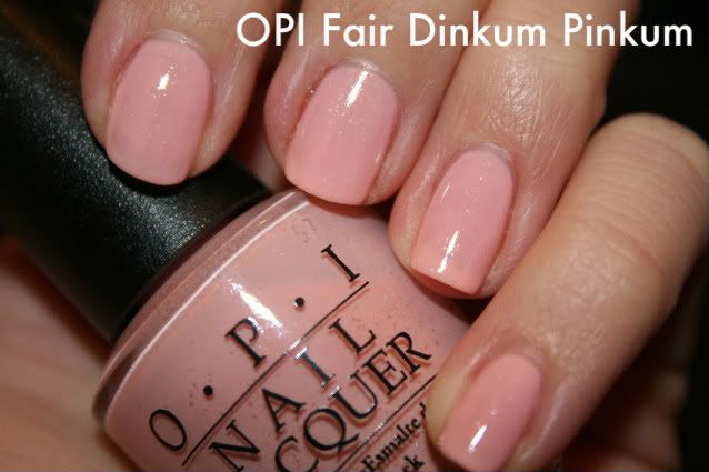 OPI,Fair Dinkum Pinkum,pink,glitter,hand,labeled swatch