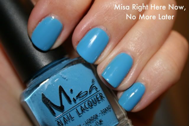 Misa,blue,Right Here Now No More Later,creme,labeled swatch