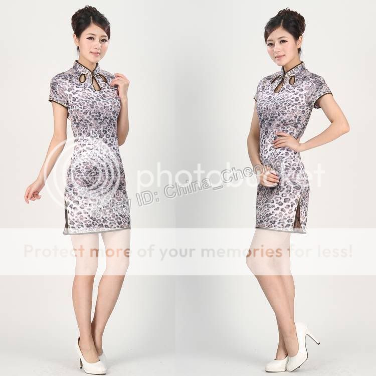 Fashion Leopard Mini Cheongsam Evening Dress/Qipao  